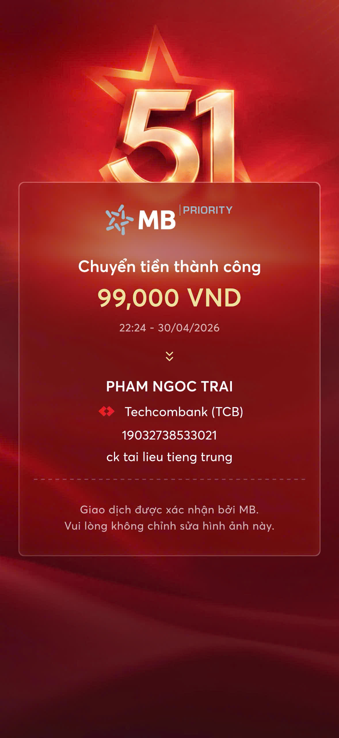 Giao dịch thành công